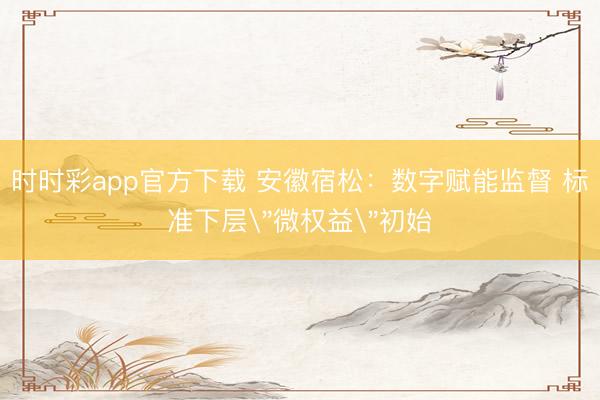 時時彩app官方下載 安徽宿松:數(shù)字賦能監(jiān)督 標(biāo)準(zhǔn)下層