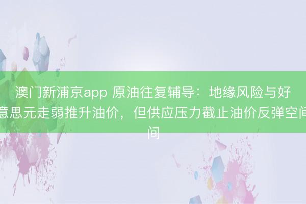 澳門新浦京app 原油往復(fù)輔導(dǎo)：地緣風(fēng)險(xiǎn)與好意思元走弱推升油價(jià)，但供應(yīng)壓力截止油價(jià)反彈空間