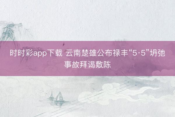 時(shí)時(shí)彩app下載 云南楚雄公布祿豐“5·5”坍弛事故拜謁敷陳