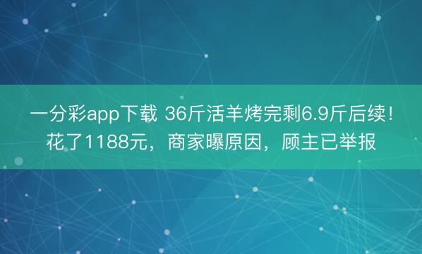 一分彩app下載 36斤活羊烤完剩6.9斤后續！花了1188元，商家曝原因，顧主已舉報